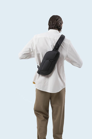 Red Lemon BANGE Waterproof Polyester Slim Unisex Travel Crossbody Sling Bag Chest Pack (Black)