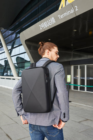 Red Lemon BANGE Titanium Multifunctional Hard Shell Waterproof Business Travel Laptop Backpack for Men's and Women's (Black) (Medium Size)