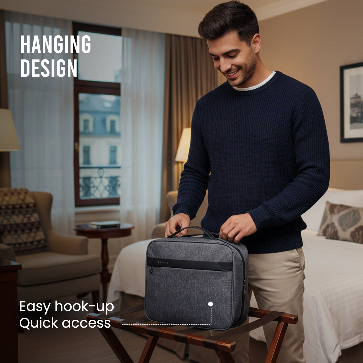 HANGING TOILETRY BAG - GREY