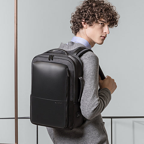 Red Lemon BANGE Executive Leader Premium Laptop Backpack for men Leather Bag Expandable Polyester 2 in 1 Outdoor Travel Laptop Backpack fits 15.6 inch Laptops