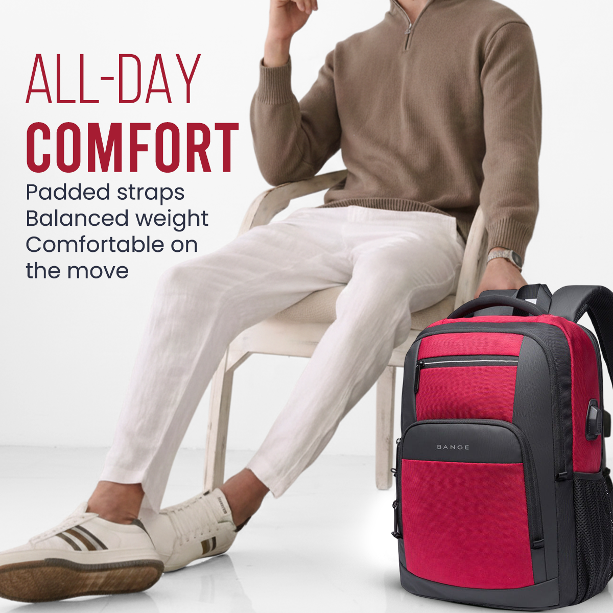 SWISS CUT DESIGN BACKPACK - RED - 26L
