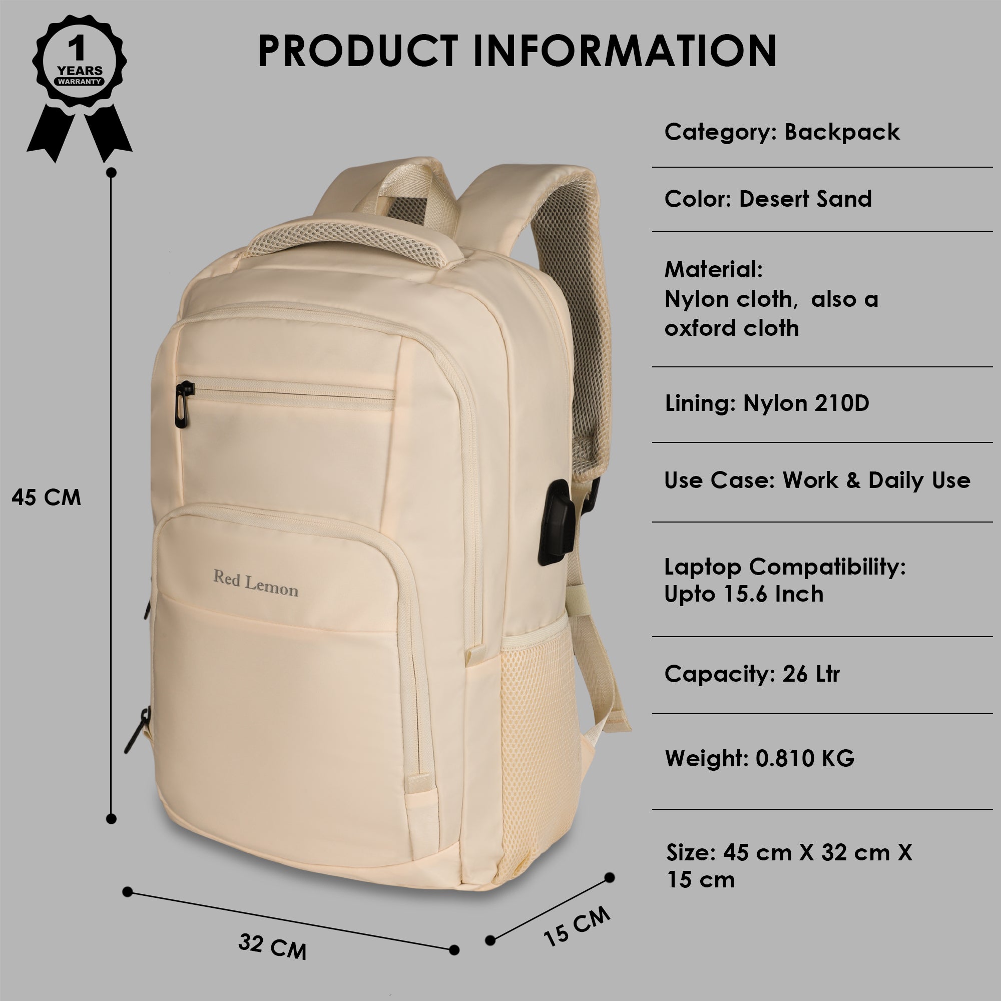 BACKPACK - 1924 DESERT SAND - 26L