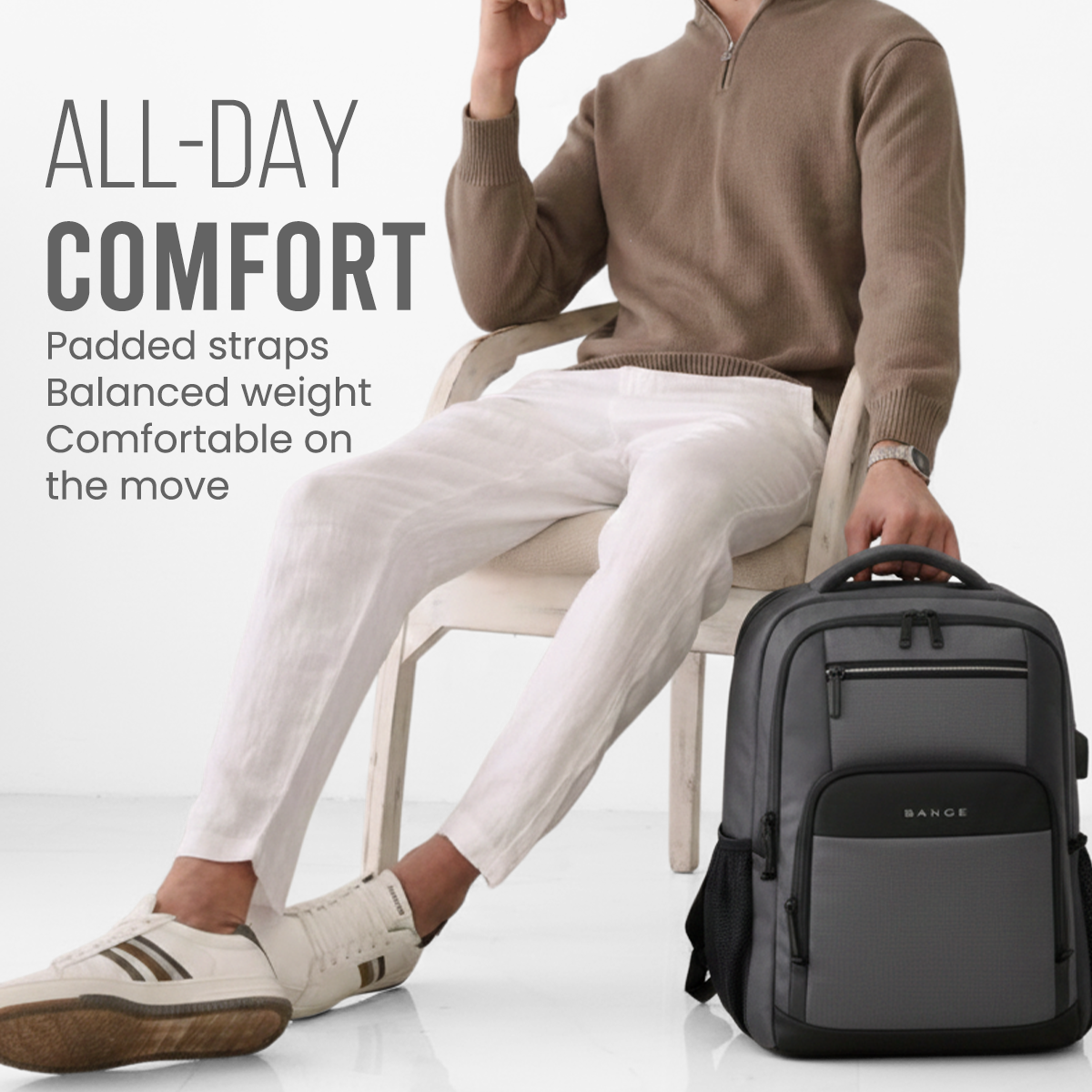 SWISS CUT DESIGN BACKPACK - GREY - 26L