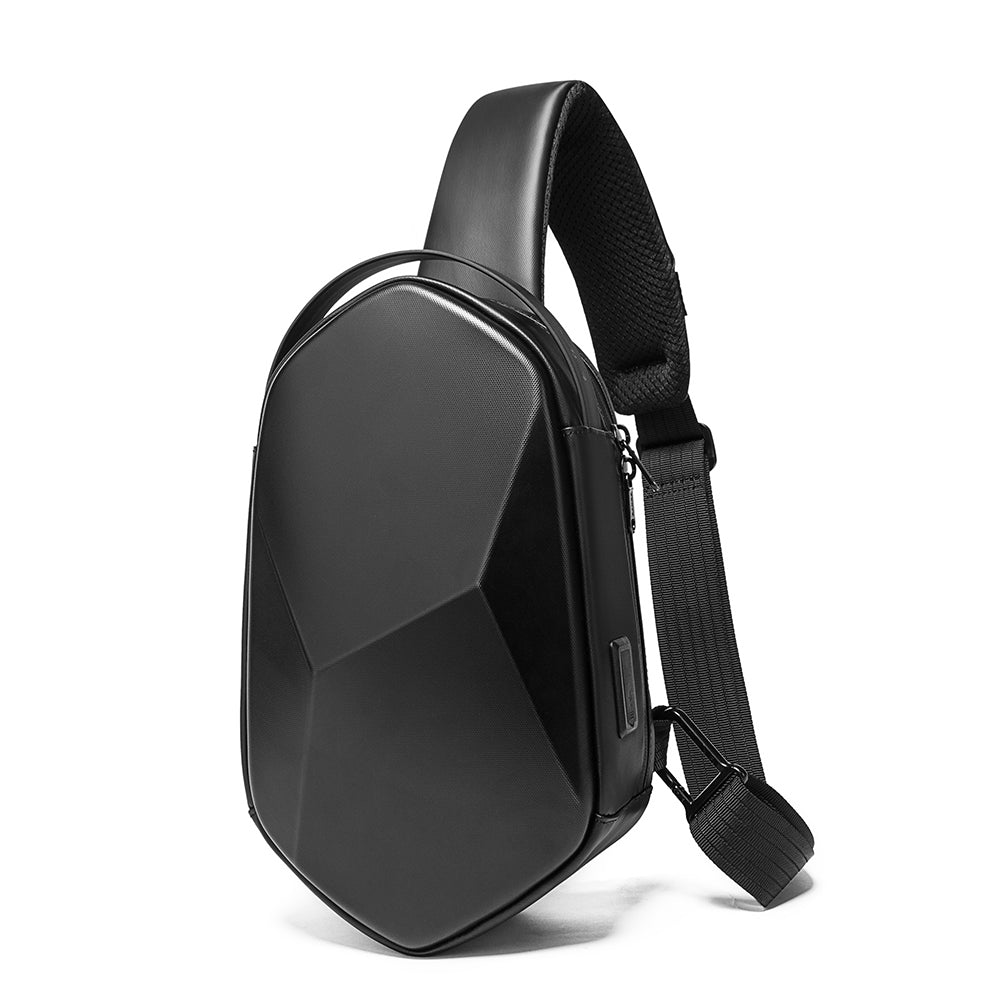 Red Lemon Unisex-adult Bange Series Rhombus Shell Design Waterproof Sling Bag with USB Charging