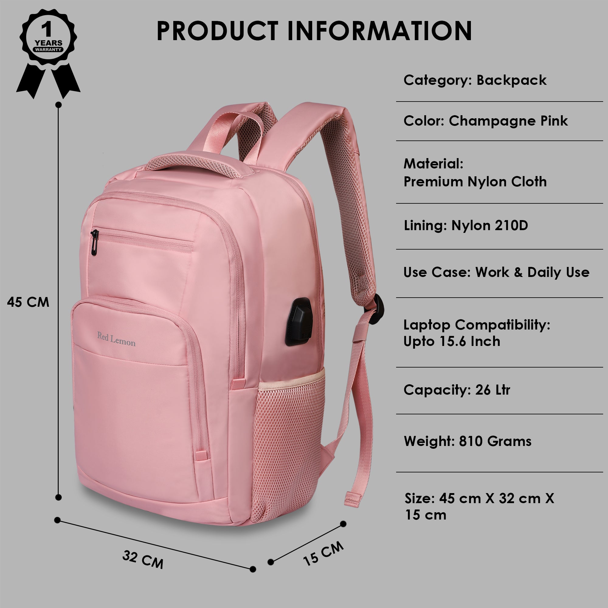 BACKPACK - 1924 CHAMPAGNE PINK - 26L