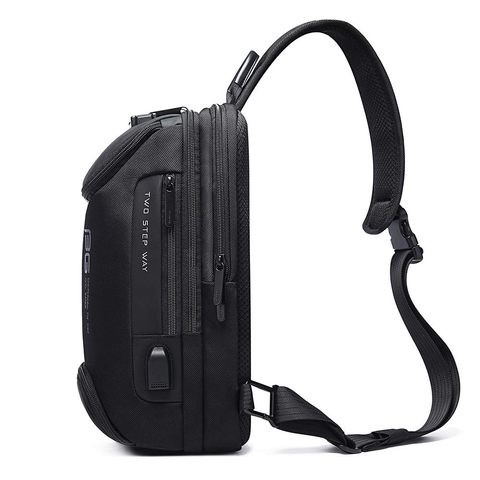 Red Lemon Bange Waterproof Anti -thief Password Zipper Lock Crossbody Bag with USB Charging Chest bag Shoulder Bag Sling Bag